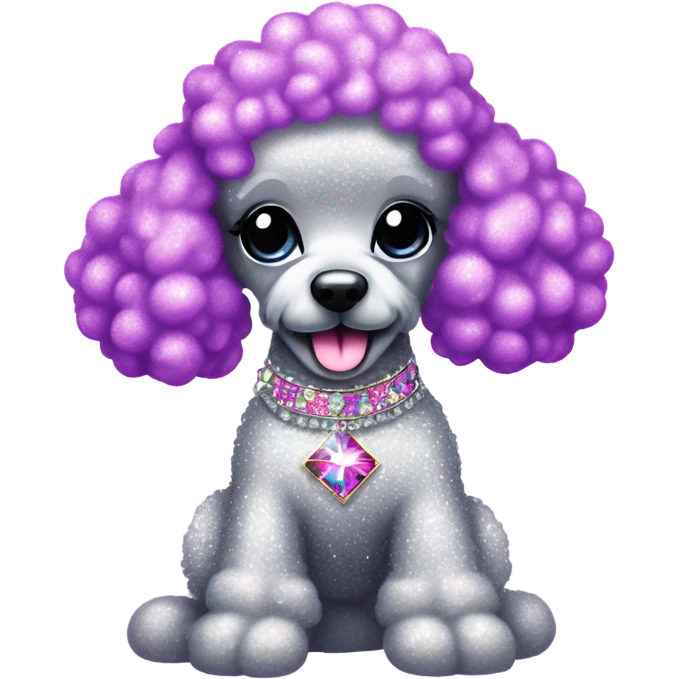 Lisa frank glitter poodle with diamonds   emoji