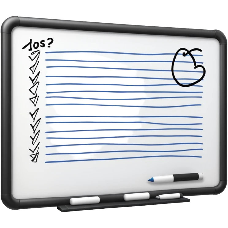 Whiteboard with wobbly lines indicating written notes emoji