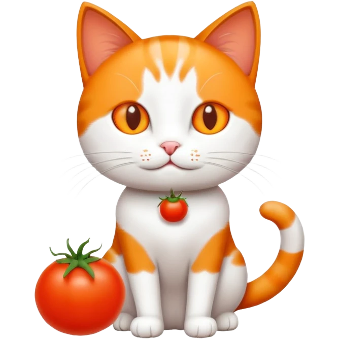 Cat with tomat emoji