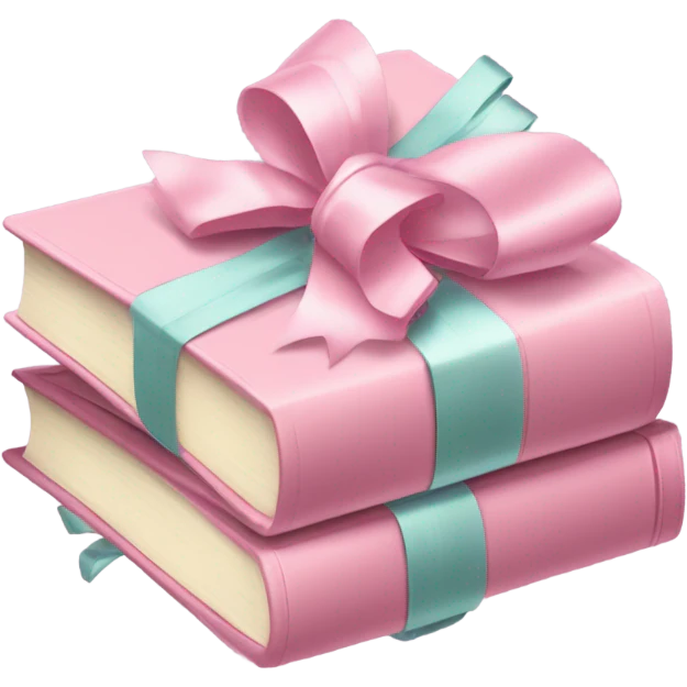 pastel pink stack of books with bow emoji