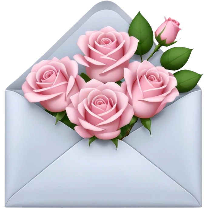 White envelope with light pink roses emoji