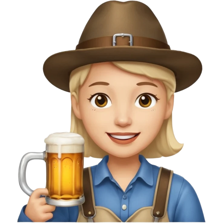 Erstelle das WhatsApp Emoji "zwinkerndes Gesicht" mit Bierkrug und Hut emoji