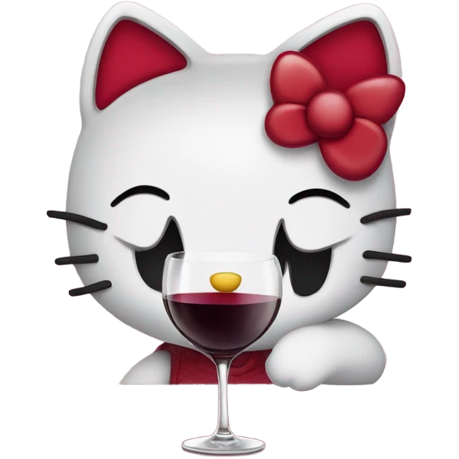 Hello Kitty drinking red wine emoji