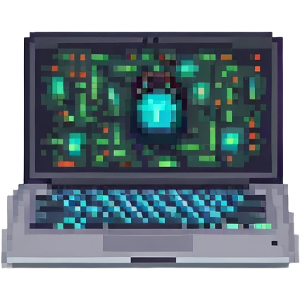  Glowing pixel laptop with code on the screen emoji