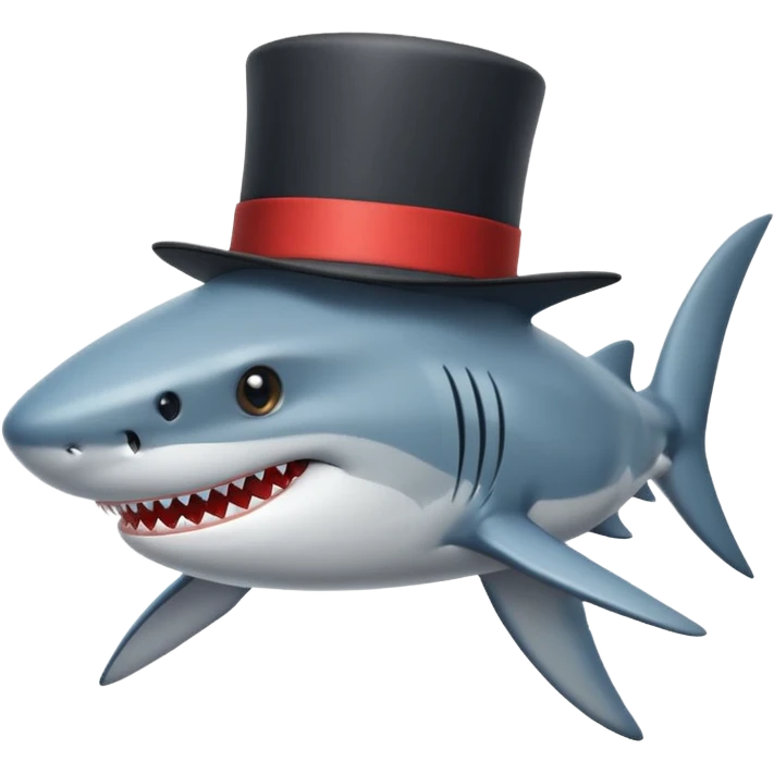 Shark with a top hat emoji