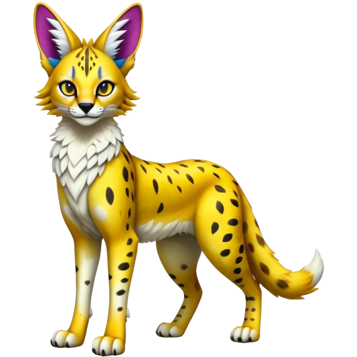 Epic Colorful Sergal-Serval-Vernid full body emoji