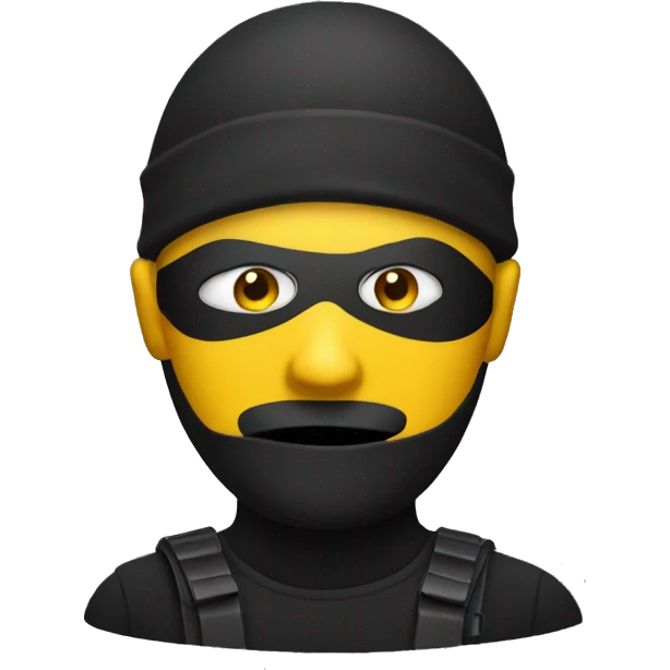 Regular yellow face emoji but as a robber emoji