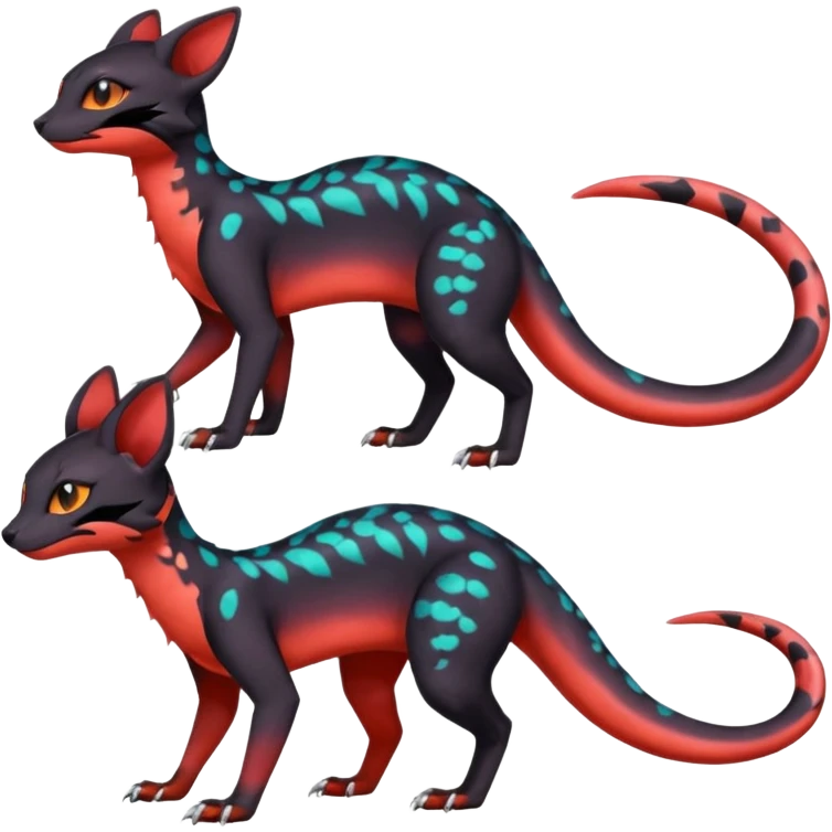 Neon-magma-gradients-colored Salandit-Umbreon-Genet-Noivern-Noibat-Serval-Hybrid (Full body) emoji