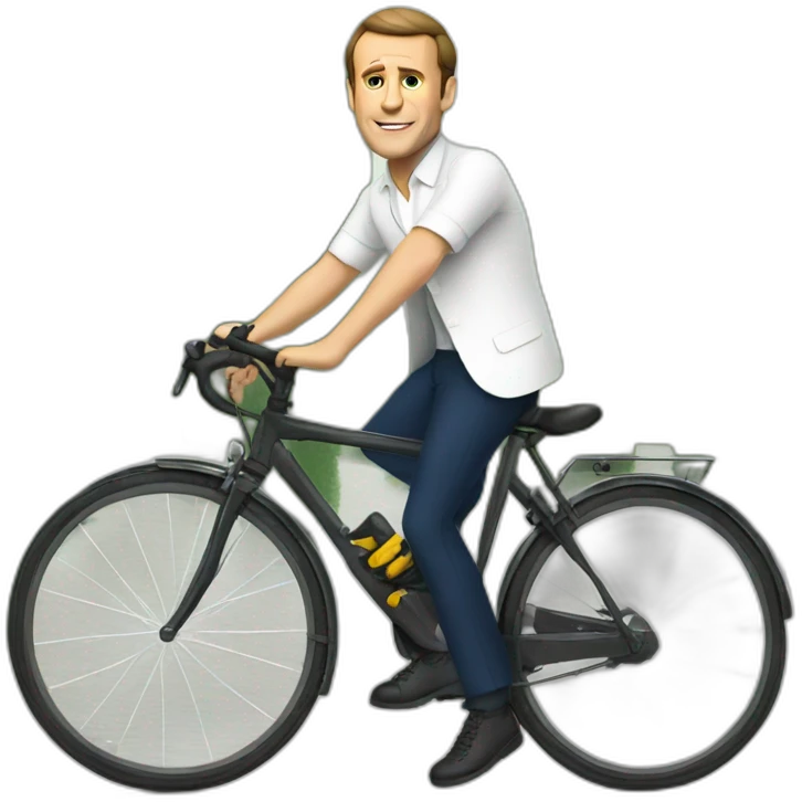 macron with bicycle emoji