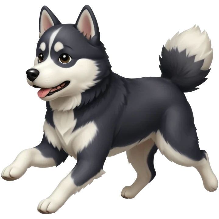 a black and white husky dog running towards the left emoji