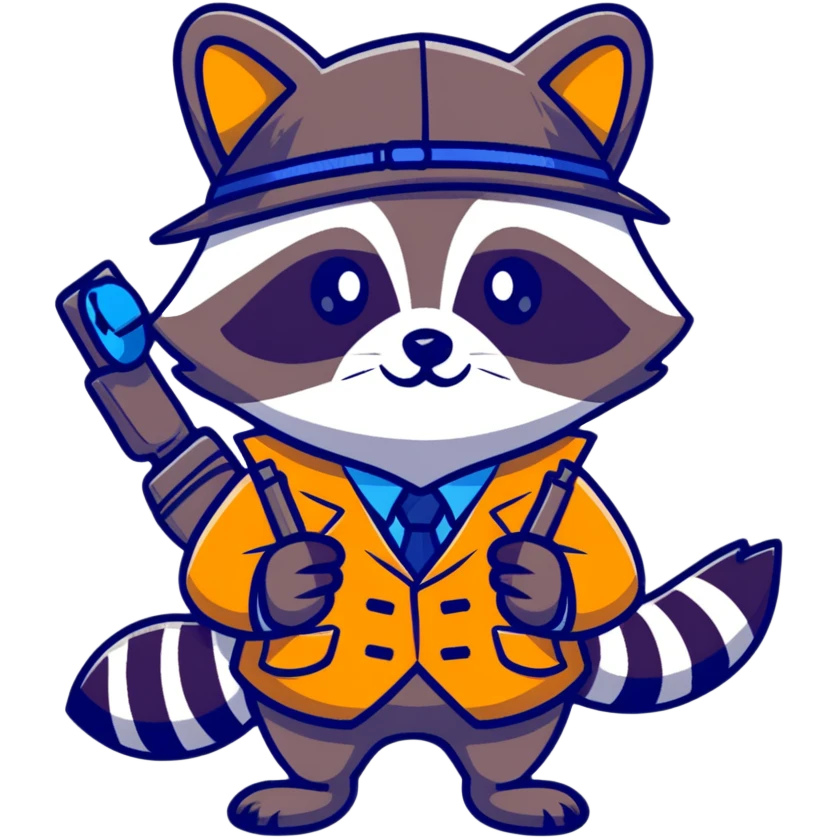 Raccoon detective solving a mystery emoji