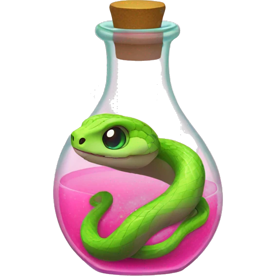 green snake inside a pink potion bottle emoji