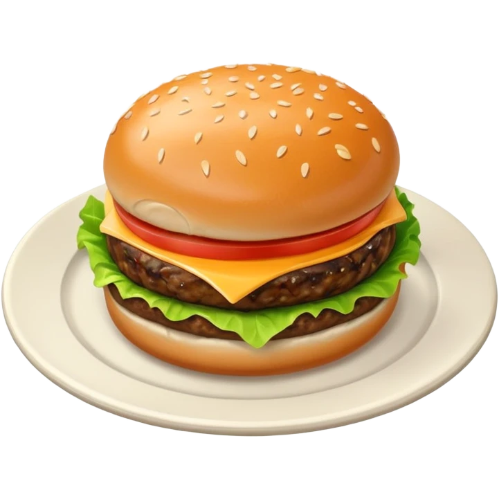 Draw a hamburger on a plate, isometric camera with a High-Angle Shot emoji