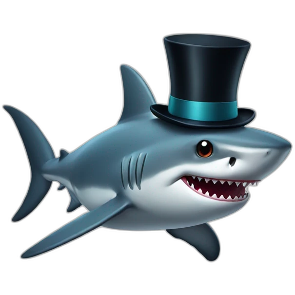 Shark with a top hat emoji
