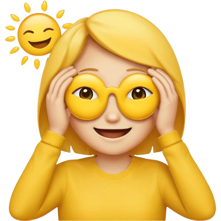 yellow emoticon with Hands covering eyes so can't see emoji
