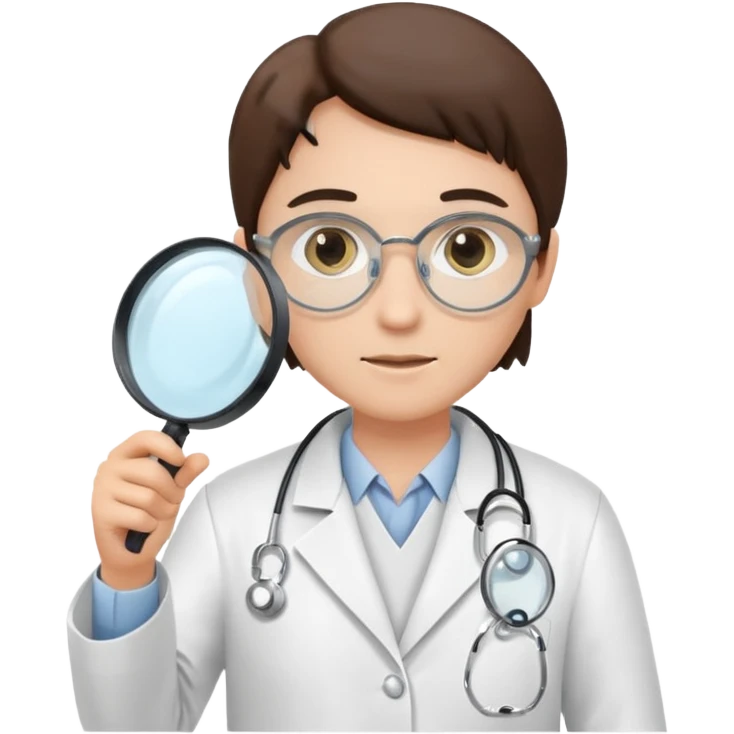 medica de jaleco com uma lupa emoji