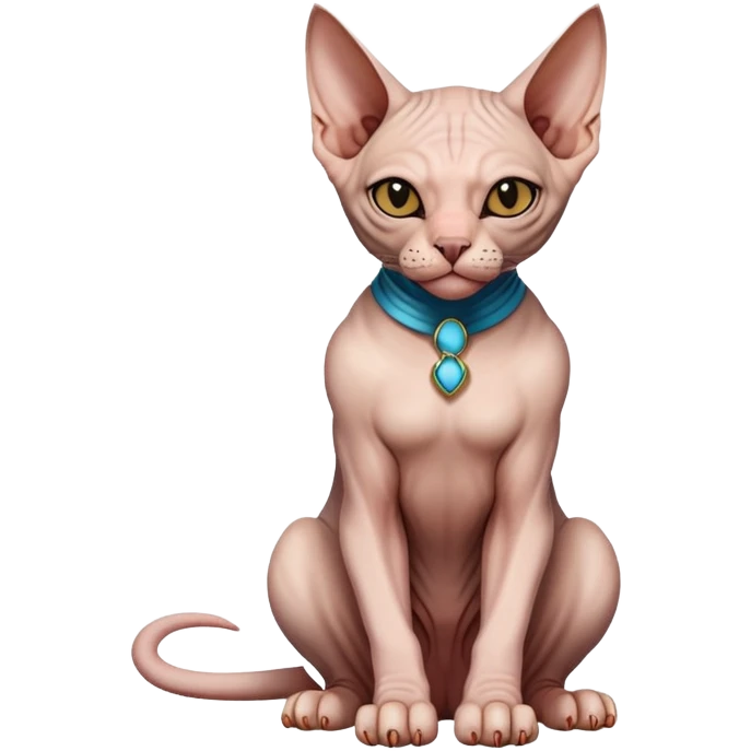 Sphynx cat full body sitting with a mask emoji