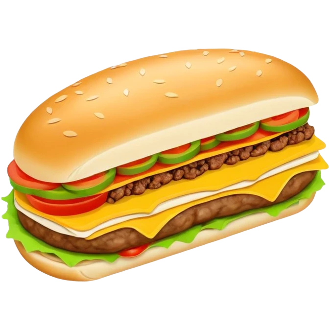 Xi'an Roujiamo Chinese hamburger with meat filling in flatbread, simplified emoji style with bold outlines and bright colors, cartoon style Shaanxi breakfast sandwich emoji