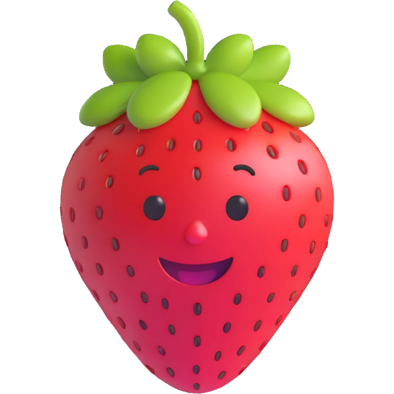 kawaii cute strawberry with smiling face, 3D emoji style emoji
