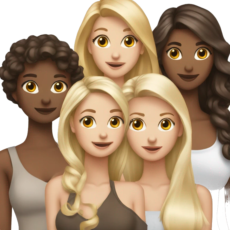5 girlfriends, 4 brunettes and 1 blonde emoji