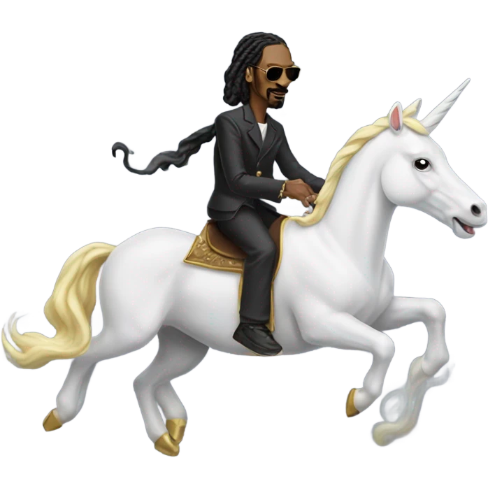 Snoop Dogg riding a unicorn emoji
