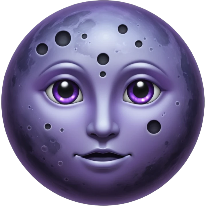 iOS emoji, dark moon, silver outline, mystical symbols, dark fantasy, smooth texture emoji