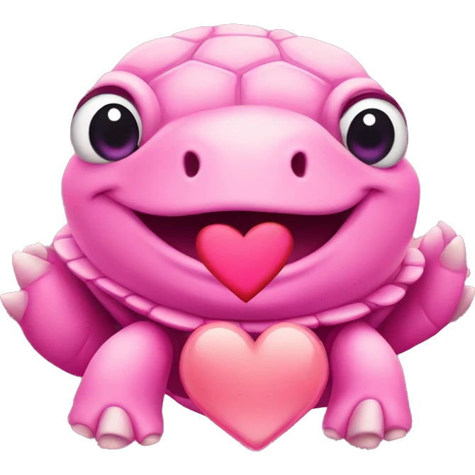 Pink turtle with heart eyes emoji
