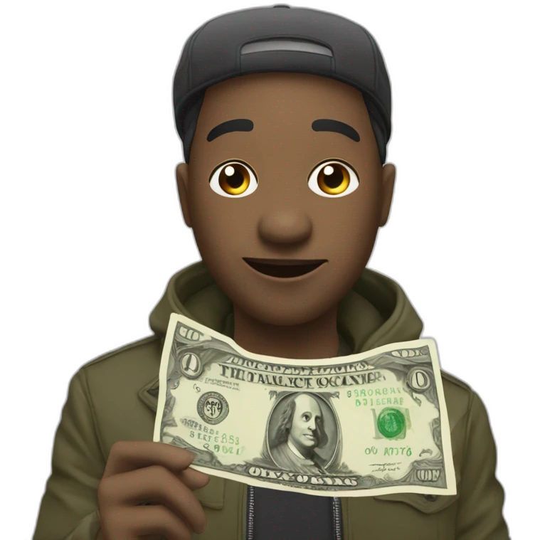 Un rappeur avec des billet emoji