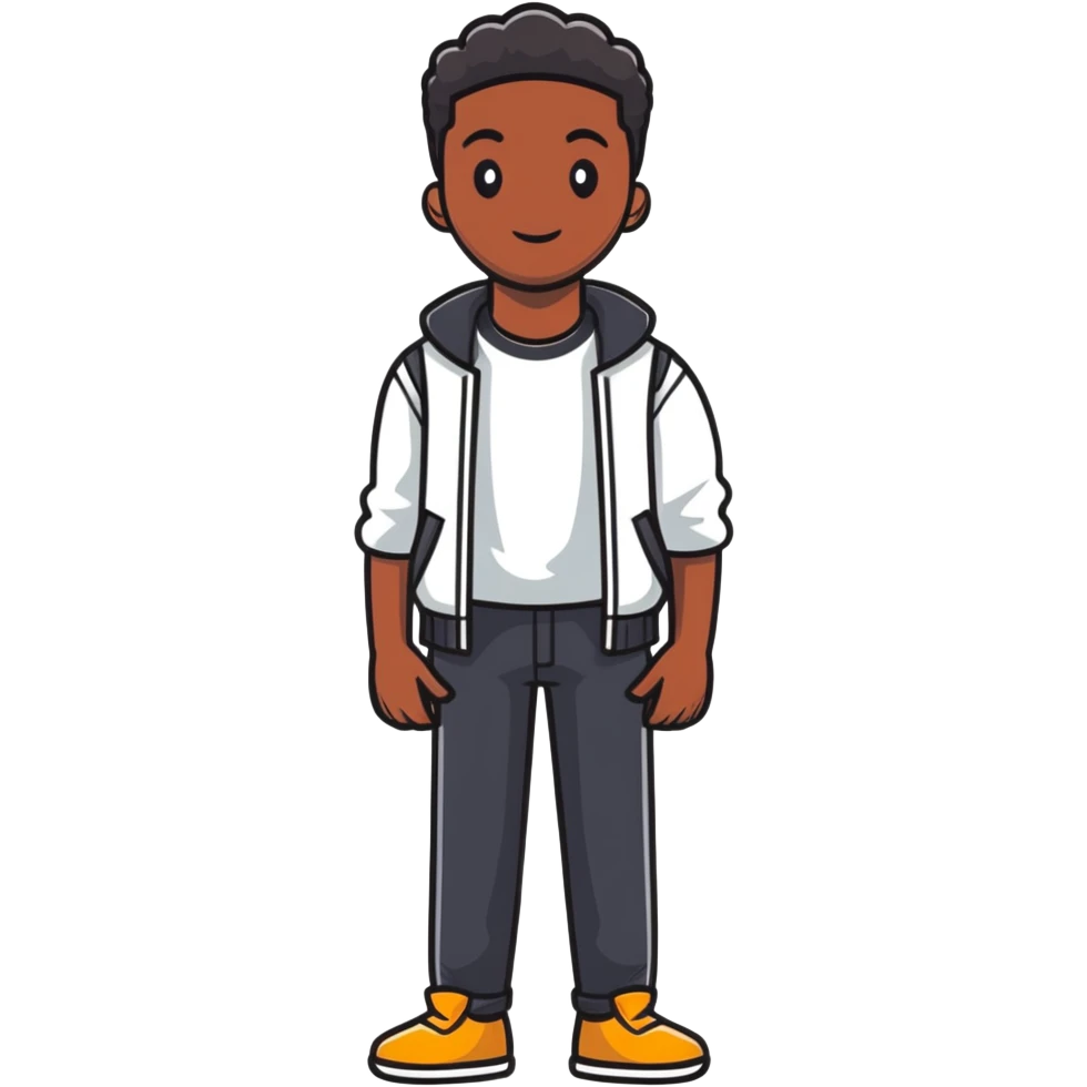 black man with casual style emoji