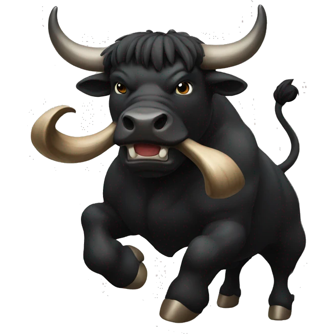 fighting black bull emoji