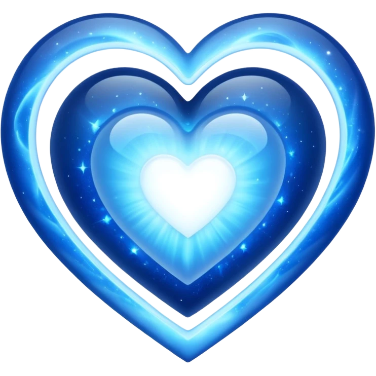White Blue cosmic heart surrounded by blue light  emoji
