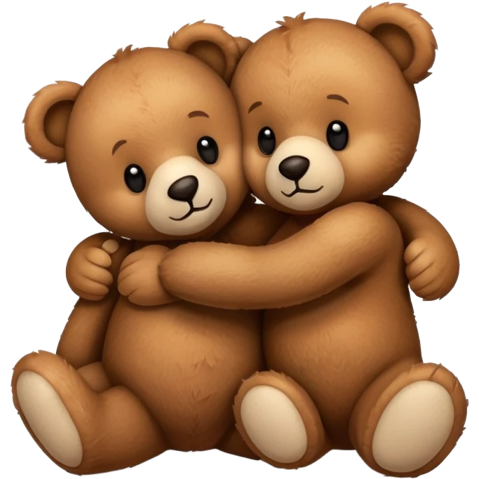 Two brown teddy bears hug each other emoji