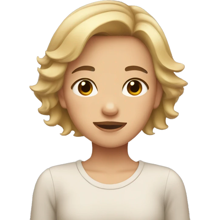 girl with brown short hair that fades into blond heart hands emoji