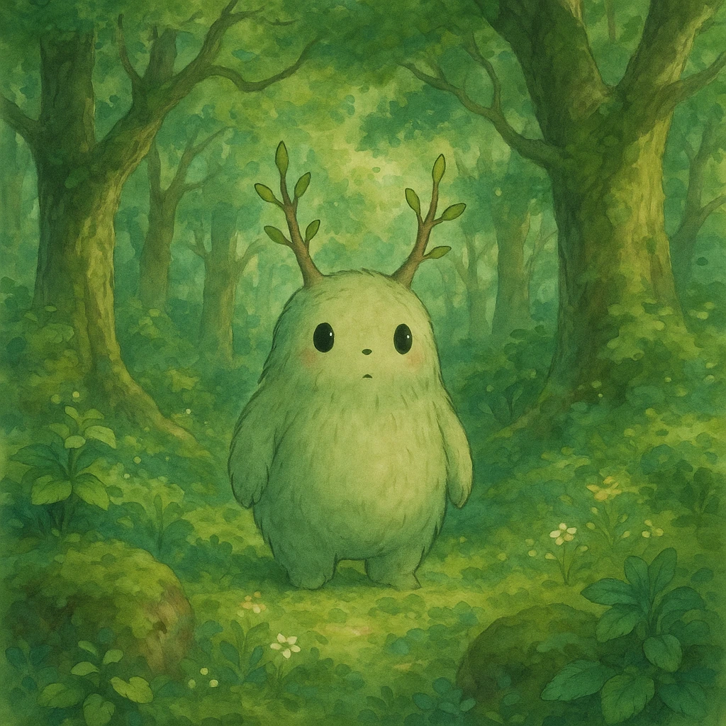 a whimsical forest spirit in Ghibli style emoji