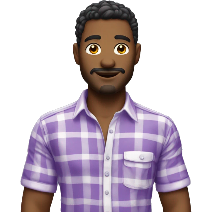 Homem com uma camisa roxa emoji