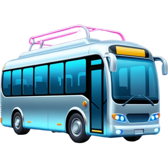 Futuristic city Bus and geolocation  emoji