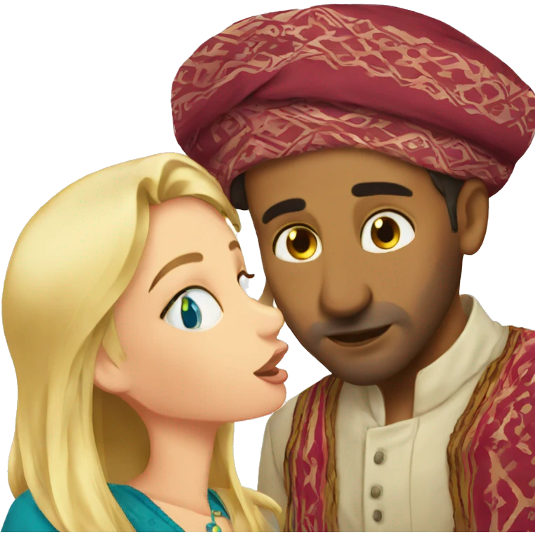 Moroccan man kisses a blonde girl emoji