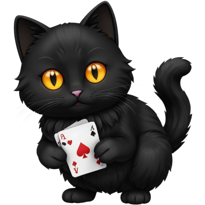 black cat shuffling cards emoji