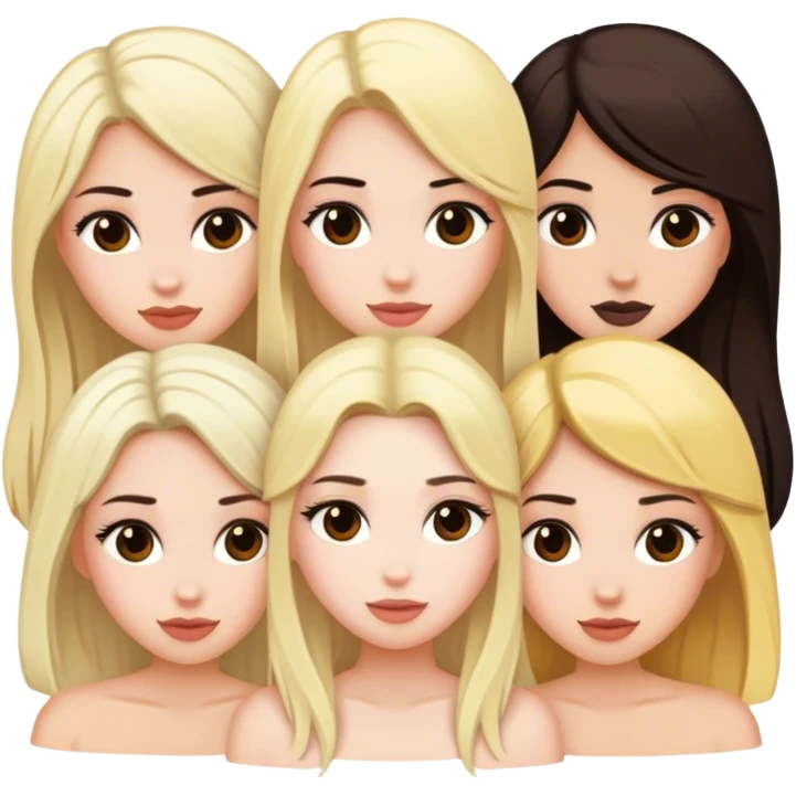Five best girlfriends all with white skin, two with blond hair, three with dark brown hair  emoji
