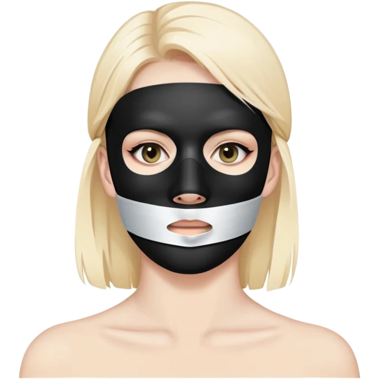 Face with a black mask white a white tape x over the mouth emoji