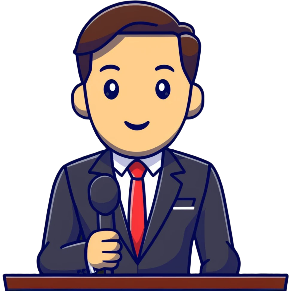Vavinews Man, male news anchor with suit and microphone emoji