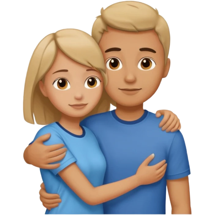 Texte ´Gros câlin’, en dessous un homme serre sa sœur dans ses bras emoji