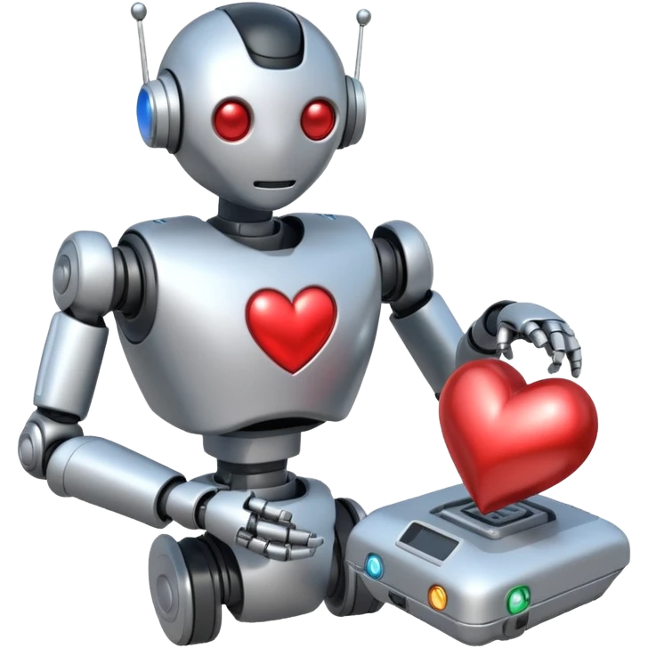 нло затягивает лучом сердце из груди лежащего робота emoji