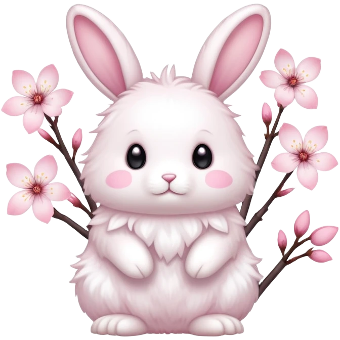 Cute Pastel pink and white Cherry Blossom Sakura Animal emoji