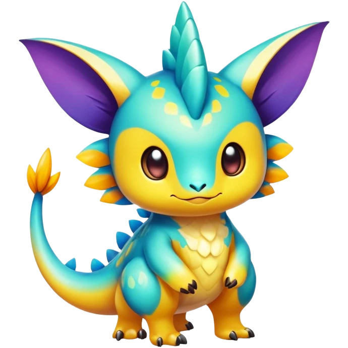 Exotic shiny rare epic cute Fakémon-creature, full body, with random markings emoji