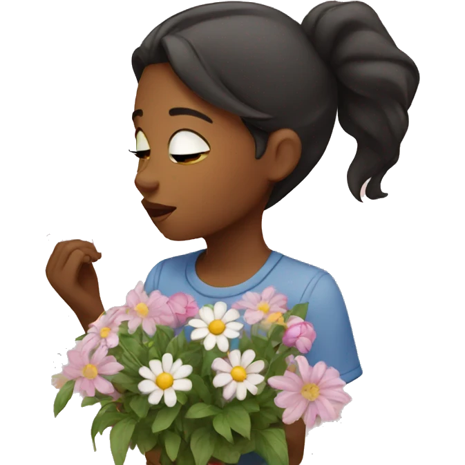 Girl sniffing flowers  emoji