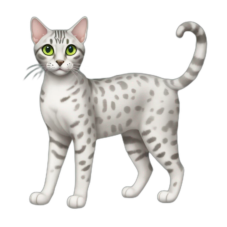 Egyptian Mau cat with green eyes, full-height emoji