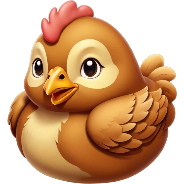 Meme-Worthy Cute Sleeping Brown Chicken Portrait Emoji, Head resting peacefully with a contented smile, showcasing a delightfully compact build and a luxuriously soft brown plumage, eyes shut in a serene, restful nap, Simplified yet hilariously adorable features, highly detailed, glowing with a soft, drowsy light, high shine, relaxed and utterly lovable, stylized with an air of playful laziness, bright and heartwarming, soft glowing outline, capturing the essence of a comically sleepy chicken, so meme-worthy it feels like it could instantly become the next viral sensation of adorable slumber! emoji