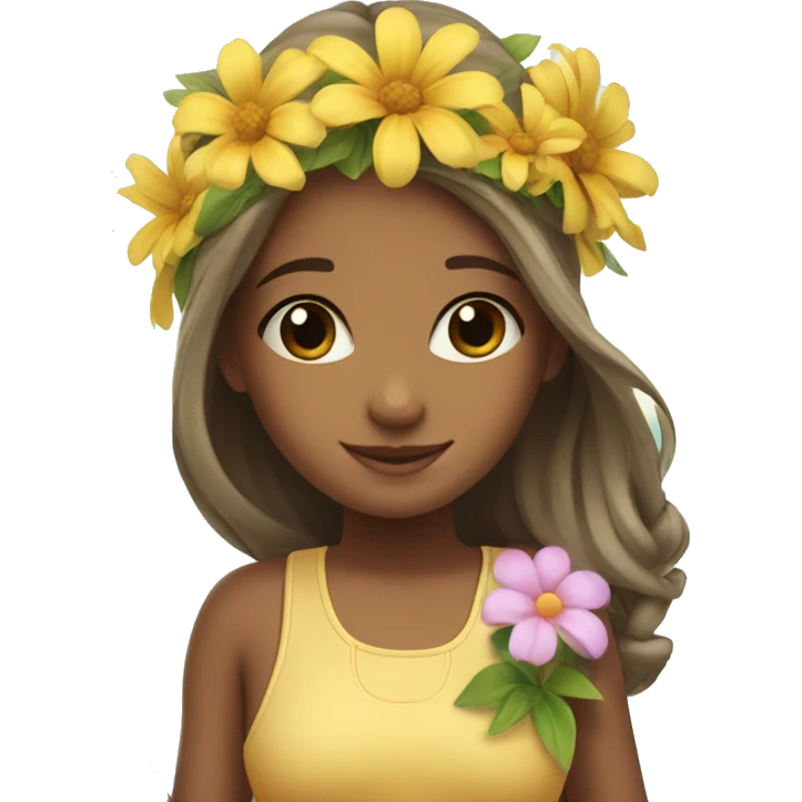 cute paddle boarding girl, with flower in her hair emoji