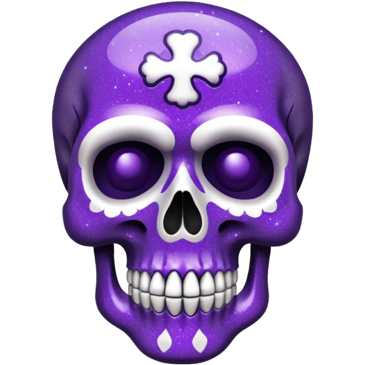 Glitter Purple and White Skull emoji